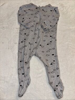 (3 for $10) George Grey Cloud-Print Footed One-Piece for Kids - Soft Zip Front